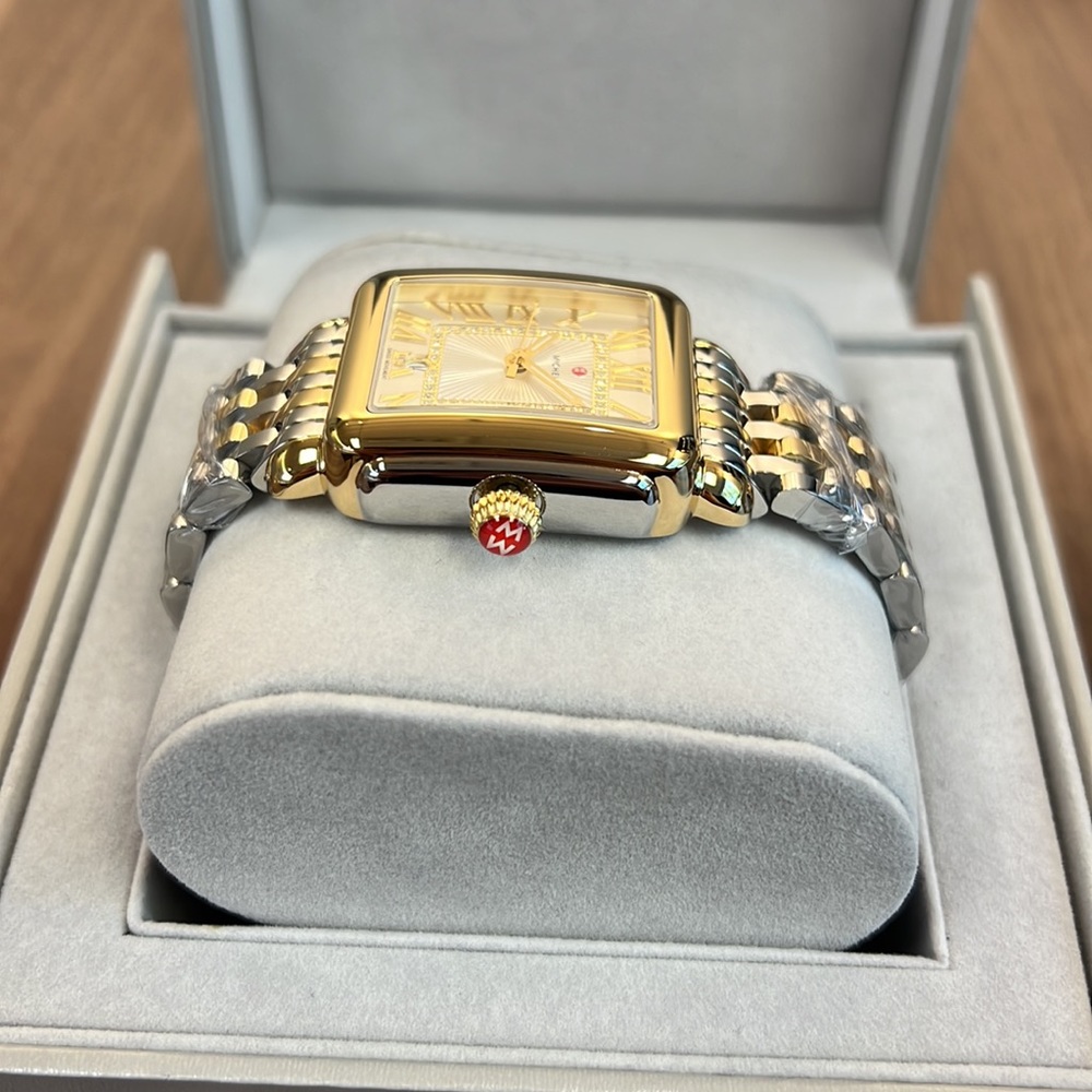 New Michele Deco Madison Diamond Two Tone Gold MWW06T000147 Ladies 33m Watch - Picture 3 of 5